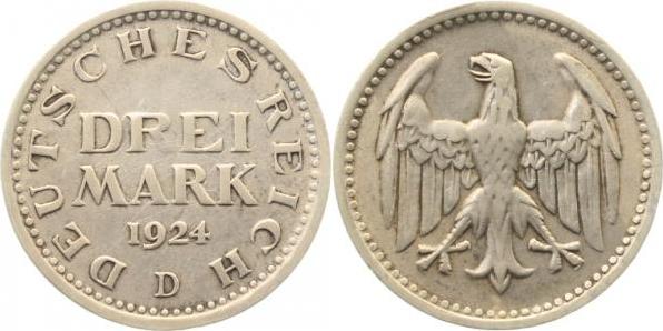 31224D~2.0 3 Reichsmark  1924D vz J 312  