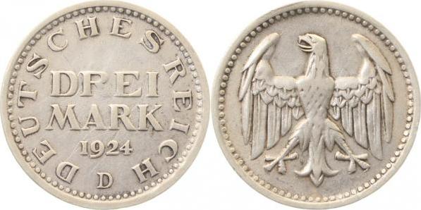 31224D~2.5 3 Reichsmark  1924D ss/vz J 312  