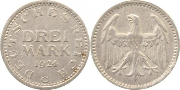 31224G~2.5 3 Reichsmark  1924G ss/vz J 312  