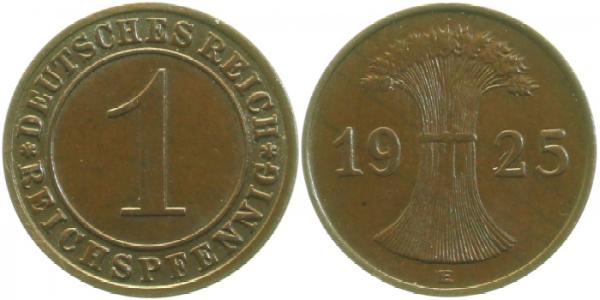 31325E~2.5-V 1 Pfennig  1925E ss/vz Münzz. & Teile der Jsz. doppelt J 313  
