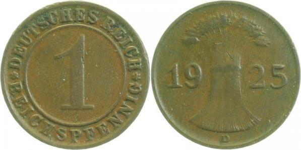 31325D~2.5 1 Pfennig  1925D ss/vz J 313  