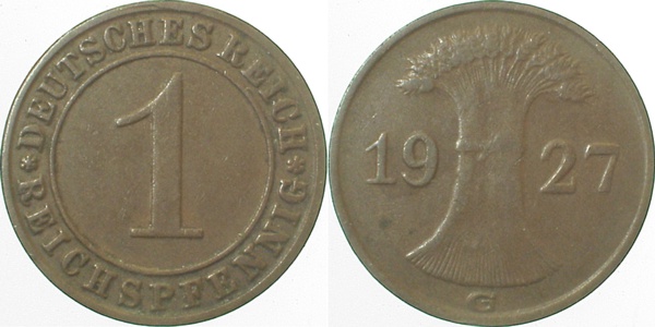 31327G~3.0 1 Pfennig  1927G ss J 313  