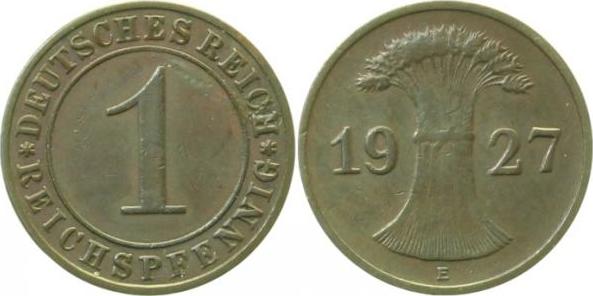 31327E~1.5 1 Pfennig  1927E f.prfr J 313  