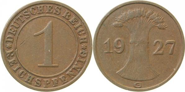 31327G~2.5 1 Pfennig  1927G ss/vz J 313  
