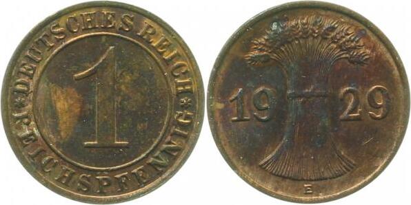 31329E~2.0 1 Pfennig  1929E vz J 313  