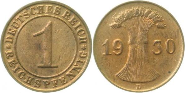 31330D~1.5 1 Pfennig  1930D vz/st J 313  