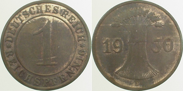 31330E~1.5 1 Pfennig  1930E vz/st J 313  
