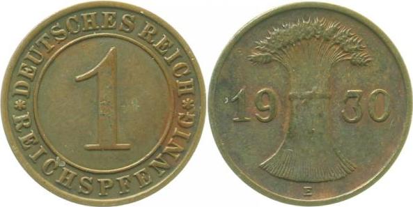 31330E~3.0 1 Pfennig  1930E ss J 313  