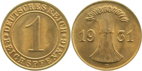 31331D~1.1 1 Pfennig  1931D prfr/stgl J 313  