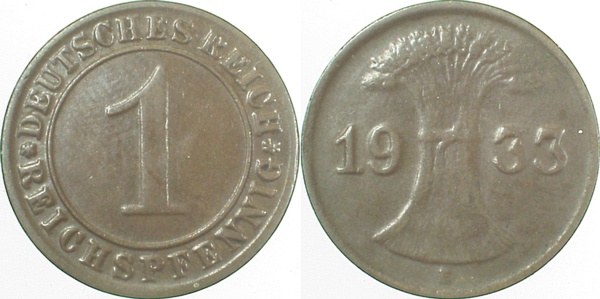 31333E~3.0 1 Pfennig  1933E ss J 313  