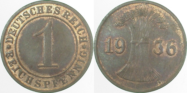 31336F~1.5 1 Pfennig  1936F f.prfr J 313  