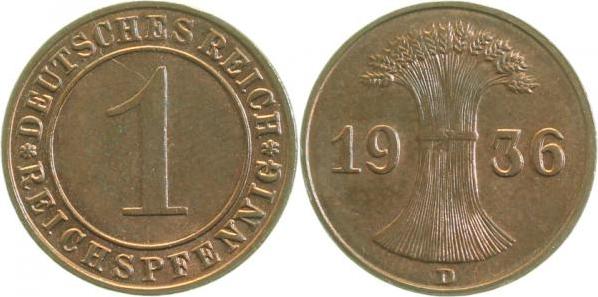 31336D~1.2 1 Pfennig  1936D prfr J 313  