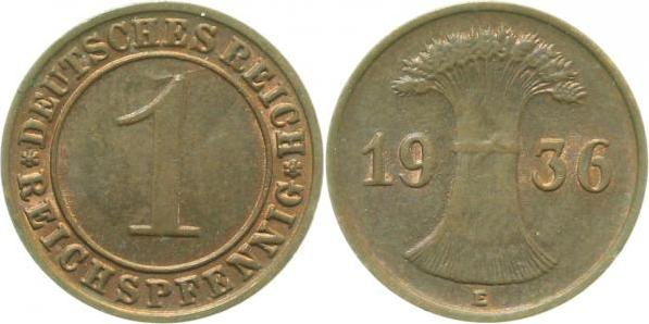 31336E~1.5 1 Pfennig  1936E vz/stgl J 313  