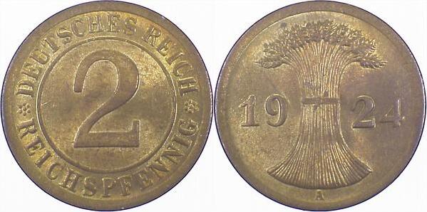 31424A~1.1 2 Pfennig  1924A prf/st!! J 314  