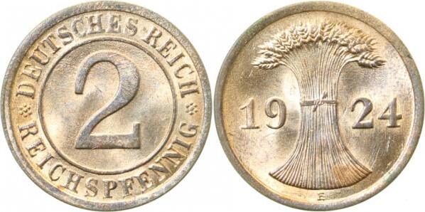 31424E~1.1 2 Pfennig  1924E prfr/stgl J 314  