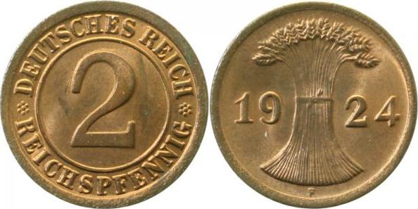 31424F~1.0 2 Pfennig  1924F stgl. !! J 314  