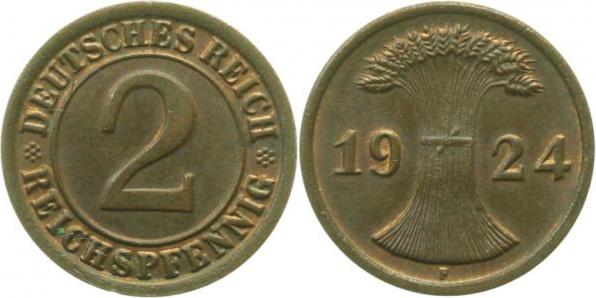 31424F~1.5 2 Pfennig  1924F f.prfr J 314  