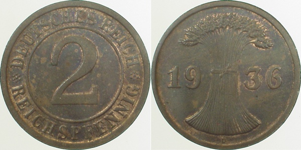 31436D~1.5 2 Pfennig  1936D f.prfr J 314  