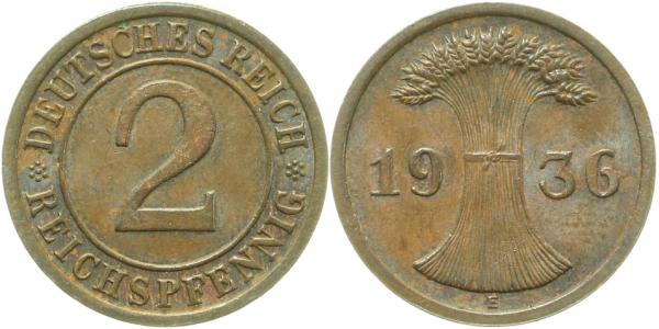 31436E~2.0 2 Pfennig  1936E vz J 314  