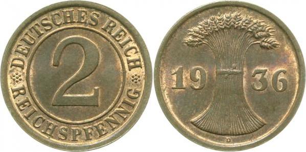 31436D~1.1 2 Pfennig  1936D prfr/stgl J 314  