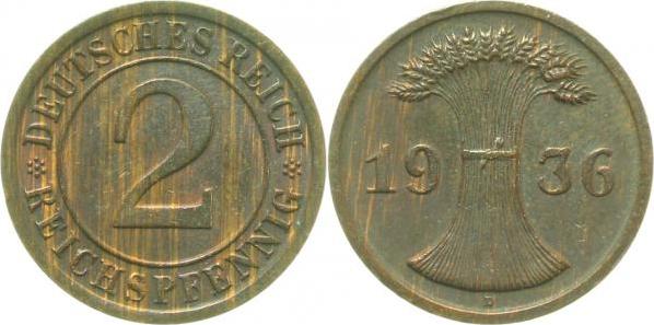 31436D~1.2 2 Pfennig  1936D prfr J 314  