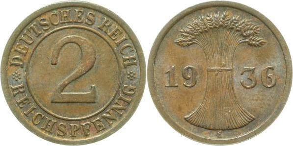 31436E~2.0 2 Pfennig  1936E vz J 314  