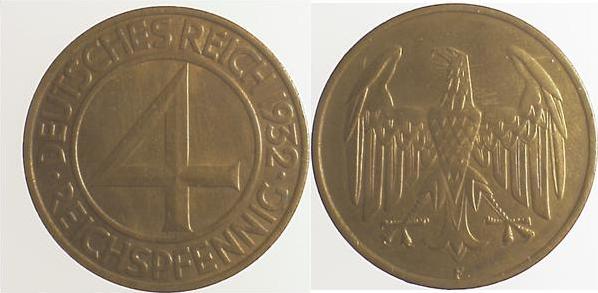 31532F~1.5 4 Pfennig  1932F prfr J 315  