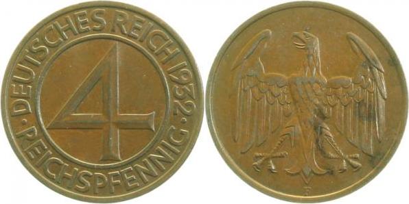 31532F~2.0 4 Pfennig  1932F vz J 315  