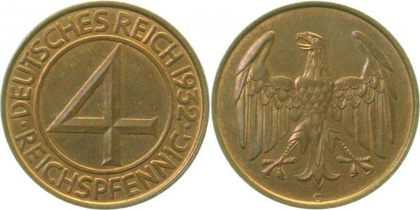 31532G~1.0 4 Pfennig  1932G stgl !!! J 315  