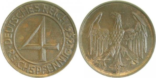 31532G~1.5 4 Pfennig  1932G f.prfr J 315  