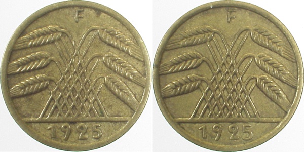 31625F~3.0a 5 Pfennig  1925F kl.& gr.5 2Stück J 316  