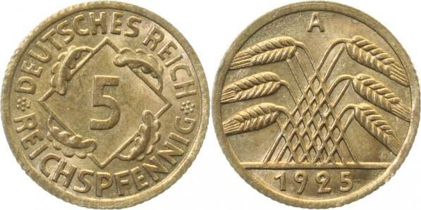 31625A~1.5 5 Pfennig  1925A f.prfr J 316  
