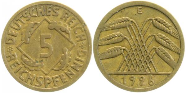 31626E~2.5 5 Pfennig  1926E ss/vz J 316  