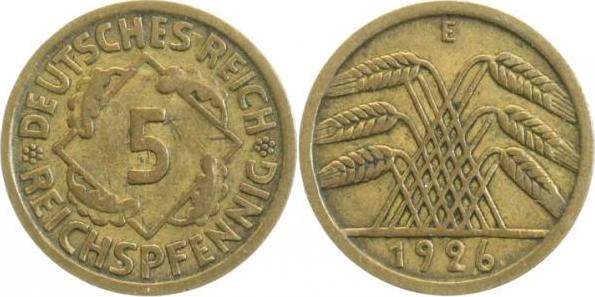 31626E~3.0 5 Pfennig  1926E ss J 316  