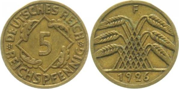 31626F~2.5 5 Pfennig  1926F ss/vz J 316  