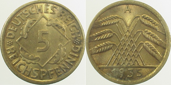 31635A~1.2 5 Pfennig  1935A prfr J 316  