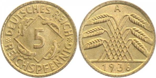 31636A~1.2 5 Pfennig  1936A f.stgl J 316  