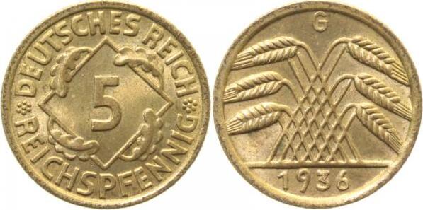 31636G~1.2 5 Pfennig  1936G prfr J 316  