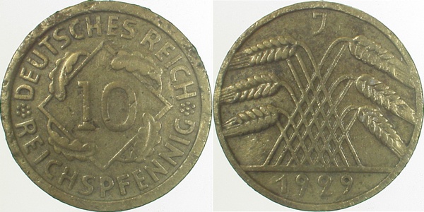 31729J~3.2 10 Pfennig  1929J ss- J 317  