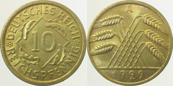 31729A~1.1b 10 Pfennig  1929A prfr l.St.Drehung J 317  