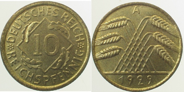 31729A~1.2a 10 Pfennig  1929A prfr Erstabschlag (EA)! ! J 317  
