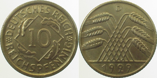31729D~1.5 10 Pfennig  1929D f.prfr J 317  