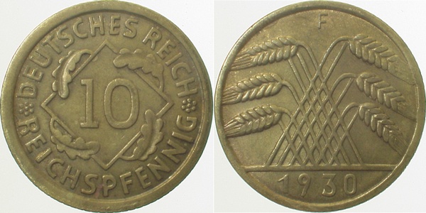 31730F~2.5 10 Pfennig  1930F ss/vz J 317  