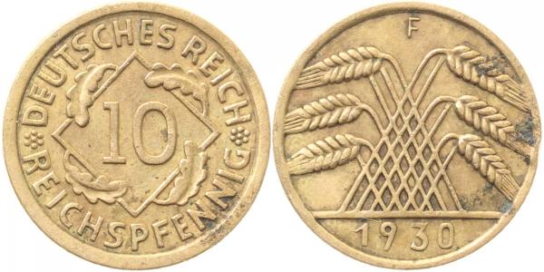 31730F~3.0 10 Pfennig  1930F ss J 317  