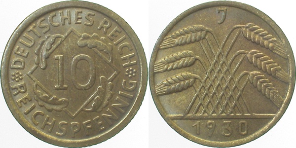 31730J~1.5 10 Pfennig  1930J vz/st J 317  