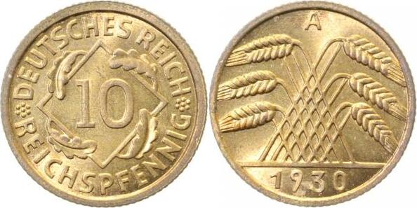 31730A~0.9 10 Pfennig  1930A stgl fein !!! J 317  