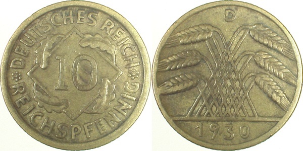 31730D~2.5 10 Pfennig  1930D ss>/vz J 317  