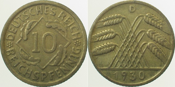 31730D~3.0 10 Pfennig  1930D ss J 317  