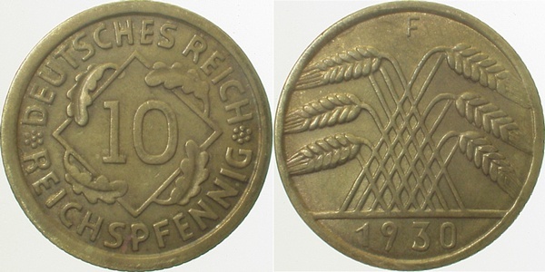 31730F~2.5 10 Pfennig  1930F ss/vz J 317  