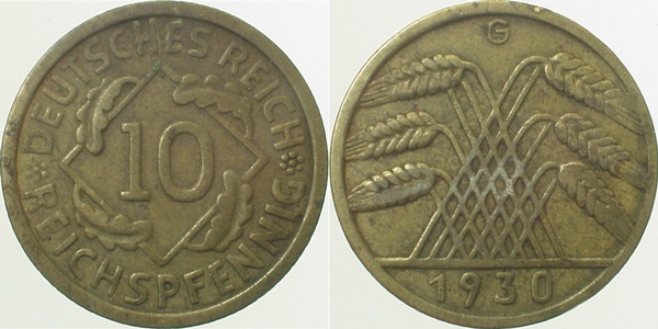 31730G~3.0 10 Pfennig  1930G ss J 317  